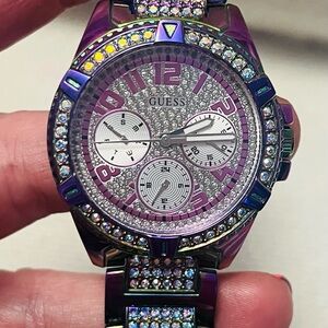Guess Purple and Silver Women's Watch